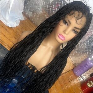 Black Senegal Twist Wig with Baby Hair - Sleek Protective Style full lace 36”